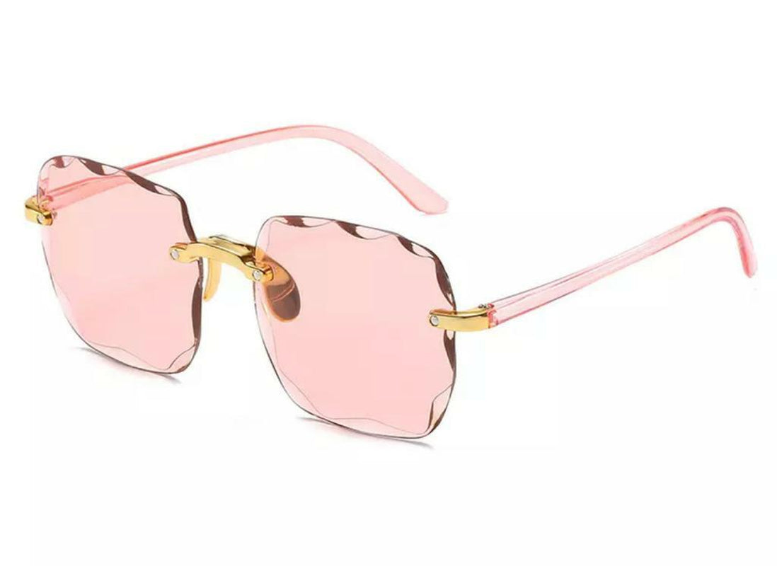 Big Oversized Square Rimeless Sunglasses Women Fashion Flat Top Shade Vintage