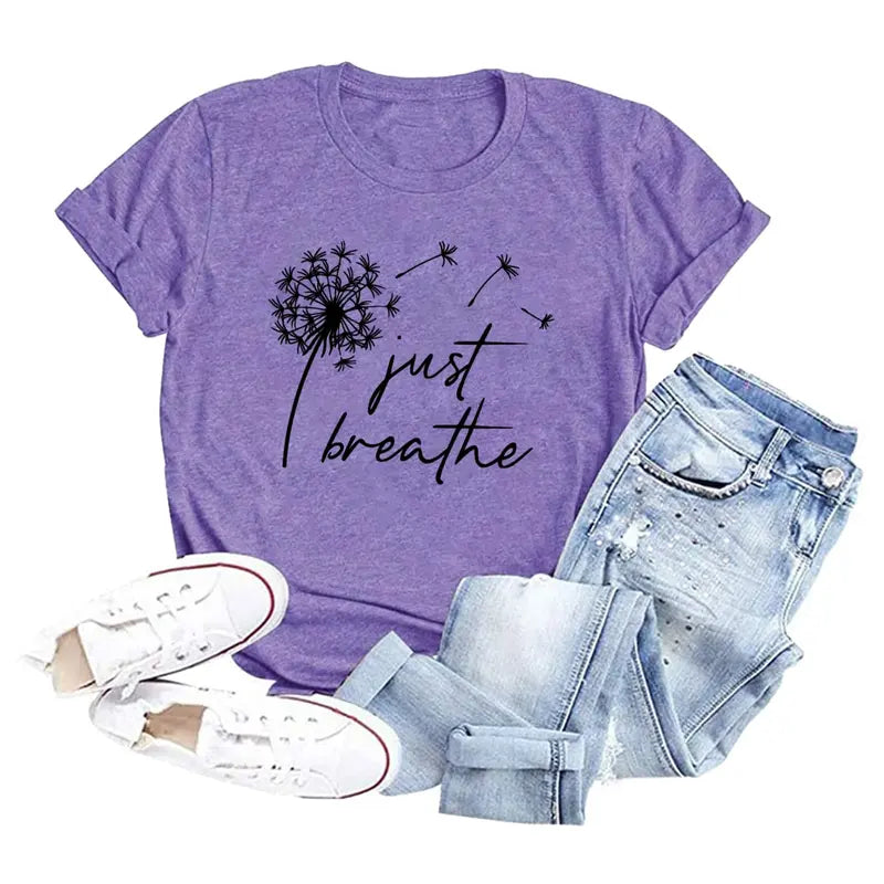 Womens Dandelion Graphic T-Shirts Teen Girls Cute Sunflower Trendy Clothes Casual Tee Tops Crewneck Fabric Shortsleeve Sleeve Womenswear Colorful