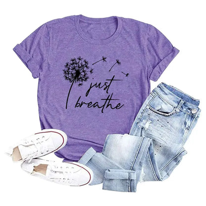 Womens Dandelion Graphic T-Shirts Teen Girls Cute Sunflower Trendy Clothes Casual Tee Tops Crewneck Fabric Shortsleeve Sleeve Womenswear Colorful